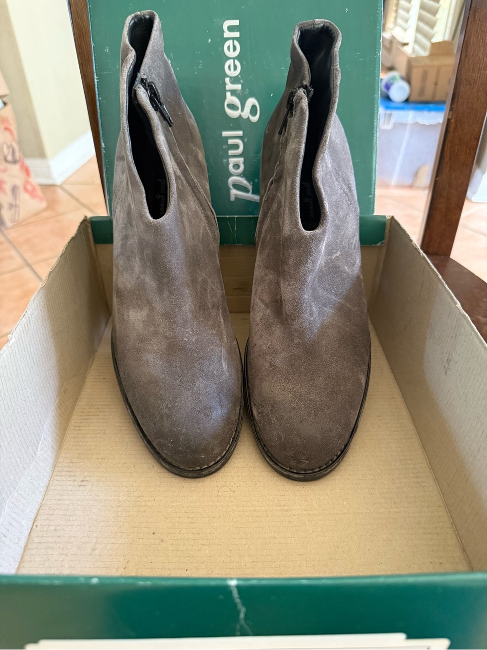 New Paul Green Women's Taupe Suede Ankle Boots Sz 6.5